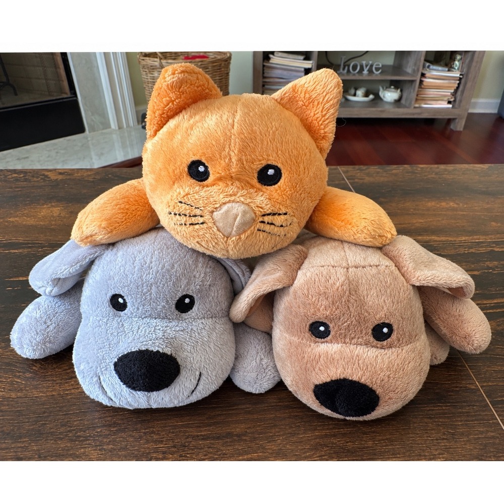 Melissa & Doug Plush Lot of 3 Orange Cat Grey Dog Tan Puppy Stuffed Animals